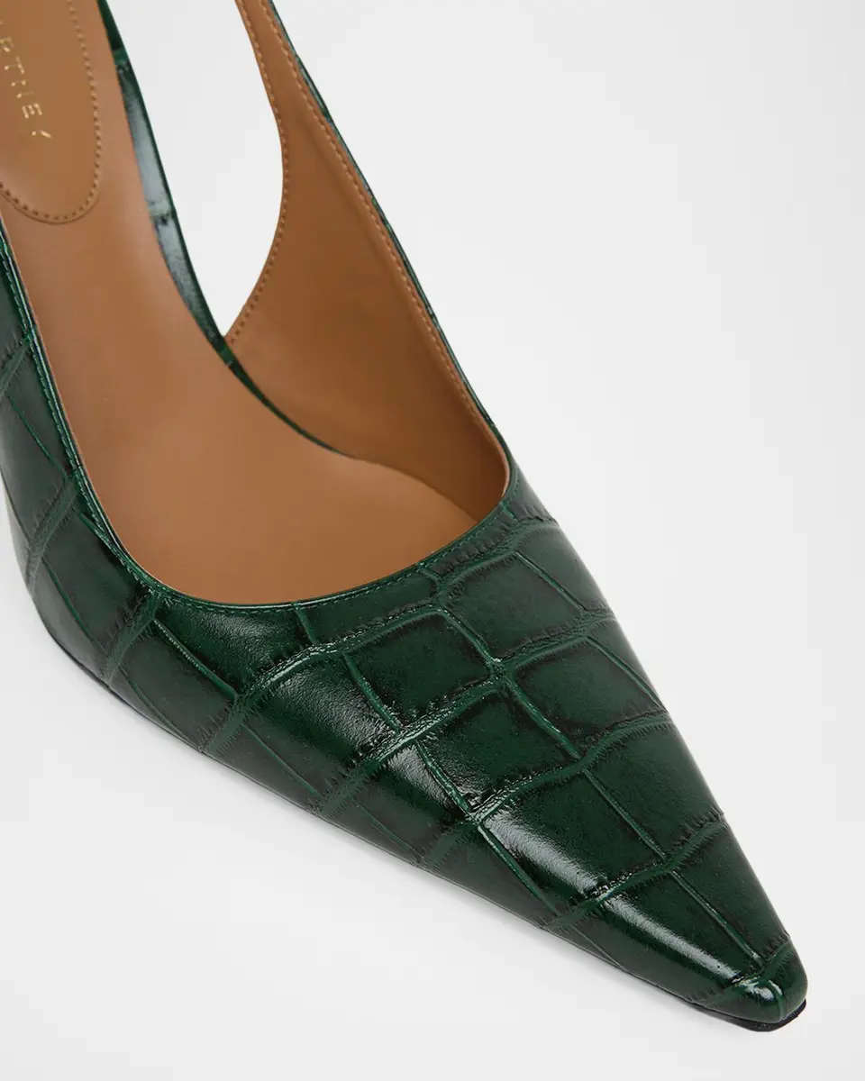 Stella McCartney 80MM Croc-Embossed Cone-Heel Slingback Pumps | Thumbnail 5