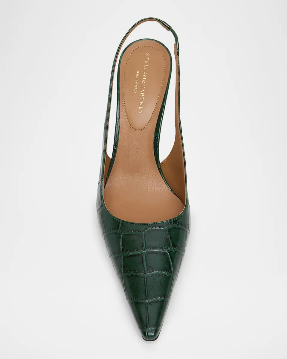 Stella McCartney 80MM Croc-Embossed Cone-Heel Slingback Pumps | Thumbnail 6