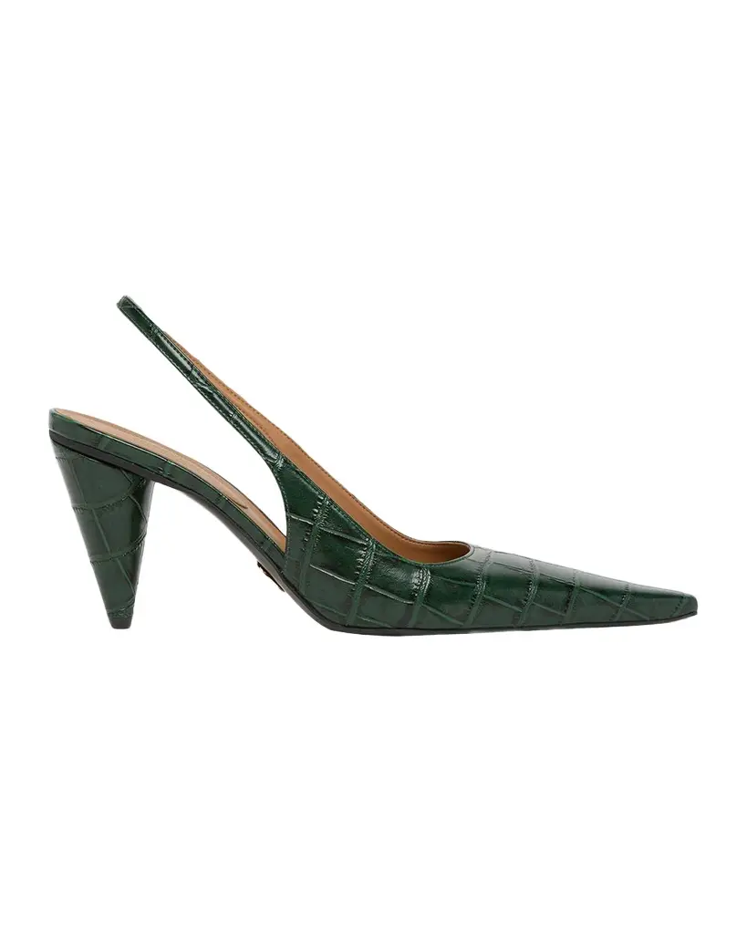 Stella McCartney 80MM Croc-Embossed Cone-Heel Slingback Pumps
