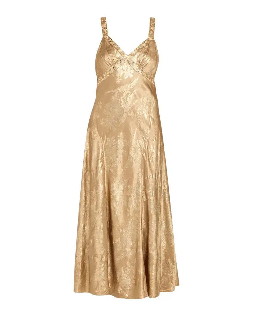 Thalie Gilded Peony Jacquard Embellished Sleeveless Midi Dress Thalie Gilded Peony Jacquard Embellished Sleeveless Midi Dress