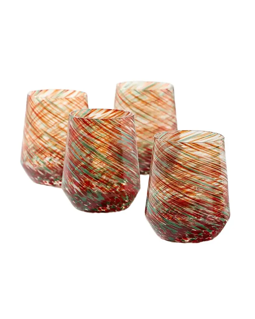 Neiman Marcus Holiday Stella 12 oz. Stemless Wine Glasses, Set 4