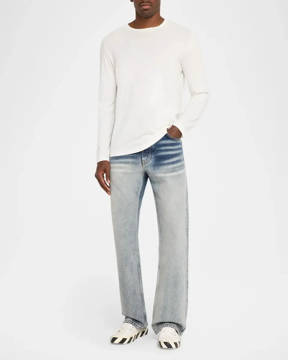 Off-White Men's Washed Whiskered Cotton Slim Jeans | Thumbnail 2 Off-White Men's Washed Whiskered Cotton Slim Jeans | Thumbnail 2