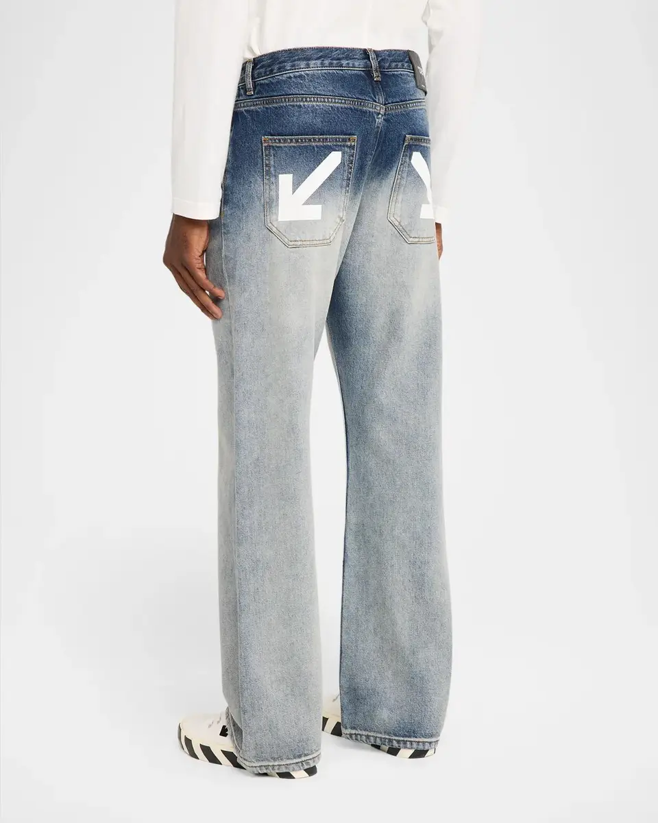 Off-White Men's Washed Whiskered Cotton Slim Jeans | Thumbnail 3 Off-White Men's Washed Whiskered Cotton Slim Jeans | Thumbnail 3