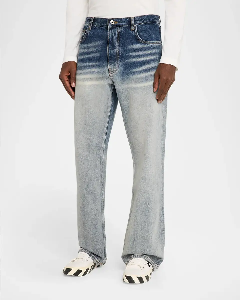 Off-White Men's Washed Whiskered Cotton Slim Jeans | Thumbnail 4 Off-White Men's Washed Whiskered Cotton Slim Jeans | Thumbnail 4
