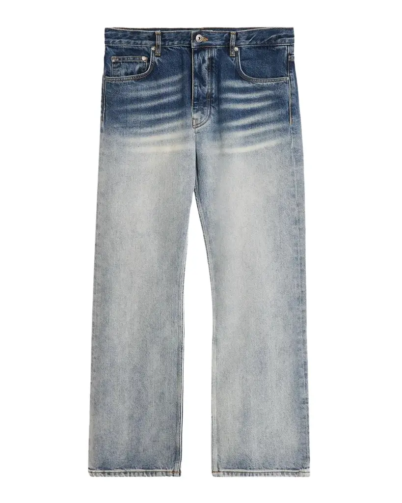 Off-White Men's Washed Whiskered Cotton Slim Jeans