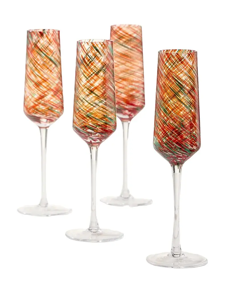 Neiman Marcus Holiday Stella 8 oz. Champagne Flutes, Set of 4