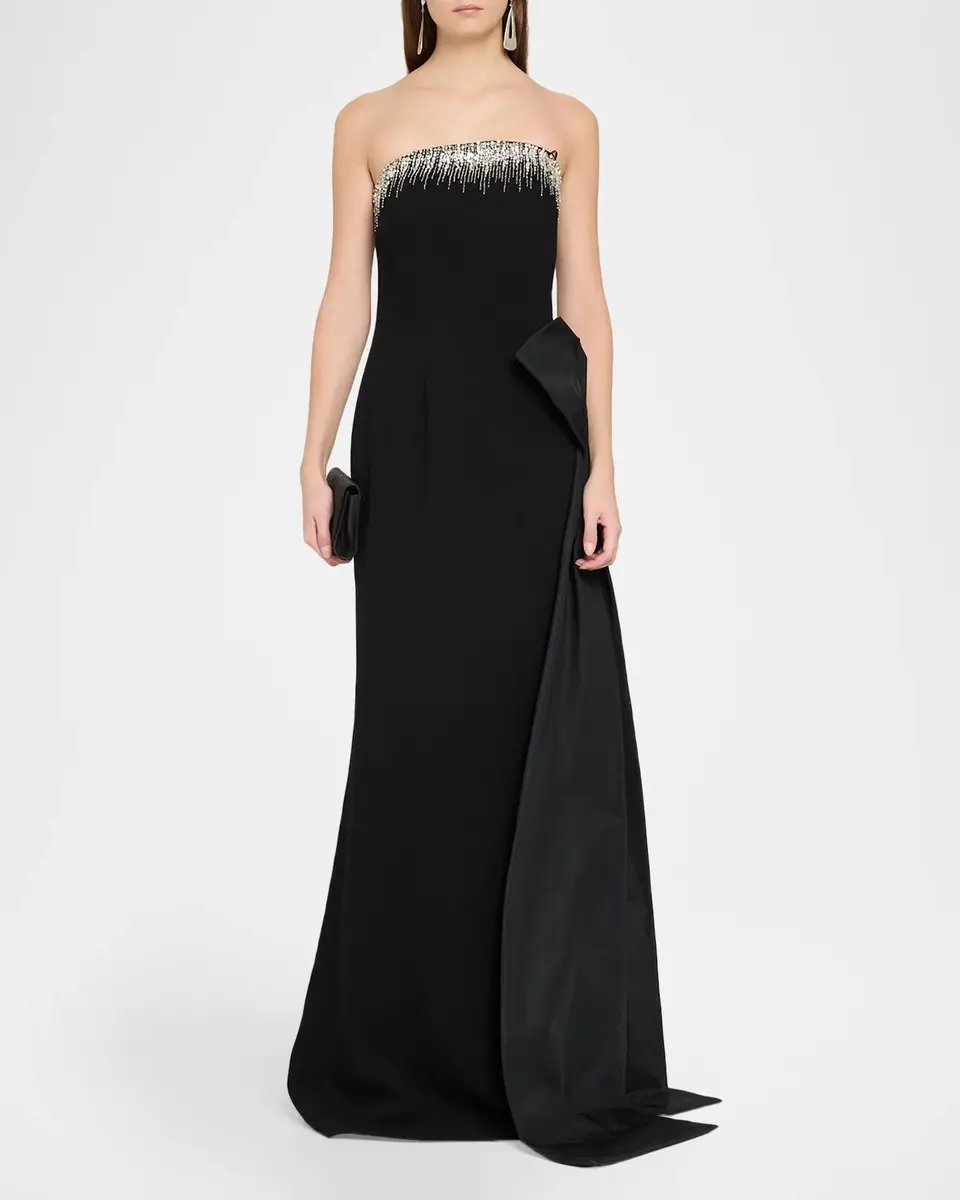 Rickie Freeman for Teri Jon Taffeta Embellished Side-Bow Gown | Thumbnail 2 Rickie Freeman for Teri Jon Taffeta Embellished Side-Bow Gown | Thumbnail 2