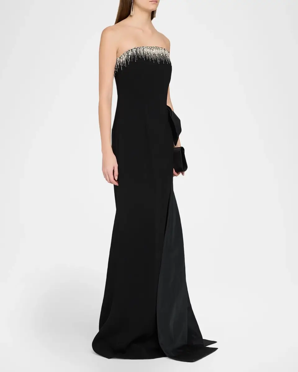 Rickie Freeman for Teri Jon Taffeta Embellished Side-Bow Gown | Thumbnail 4 Rickie Freeman for Teri Jon Taffeta Embellished Side-Bow Gown | Thumbnail 4