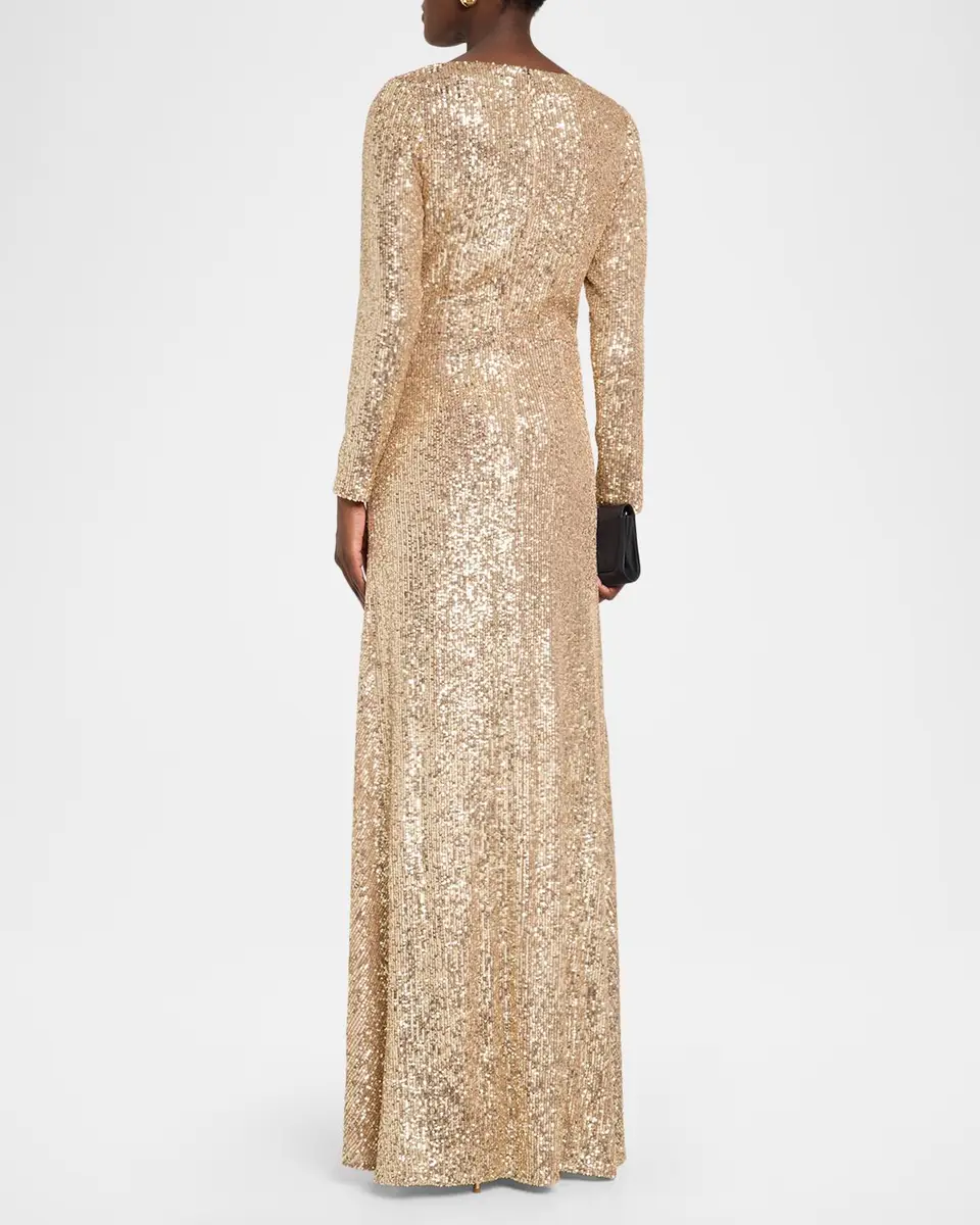 Rickie Freeman for Teri Jon Surplice Sequin A-Line Gown | Thumbnail 3 Rickie Freeman for Teri Jon Surplice Sequin A-Line Gown | Thumbnail 3