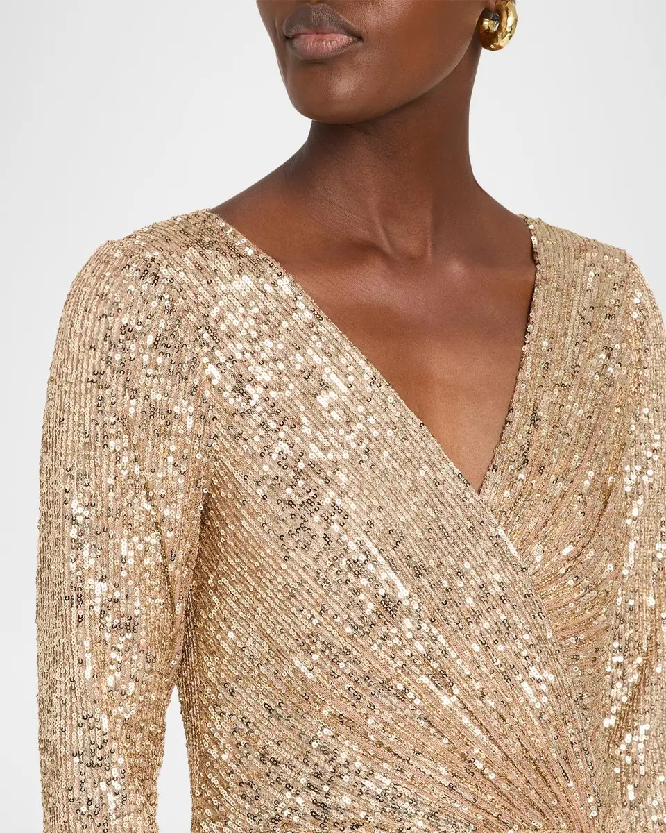 Rickie Freeman for Teri Jon Surplice Sequin A-Line Gown | Thumbnail 5 Rickie Freeman for Teri Jon Surplice Sequin A-Line Gown | Thumbnail 5