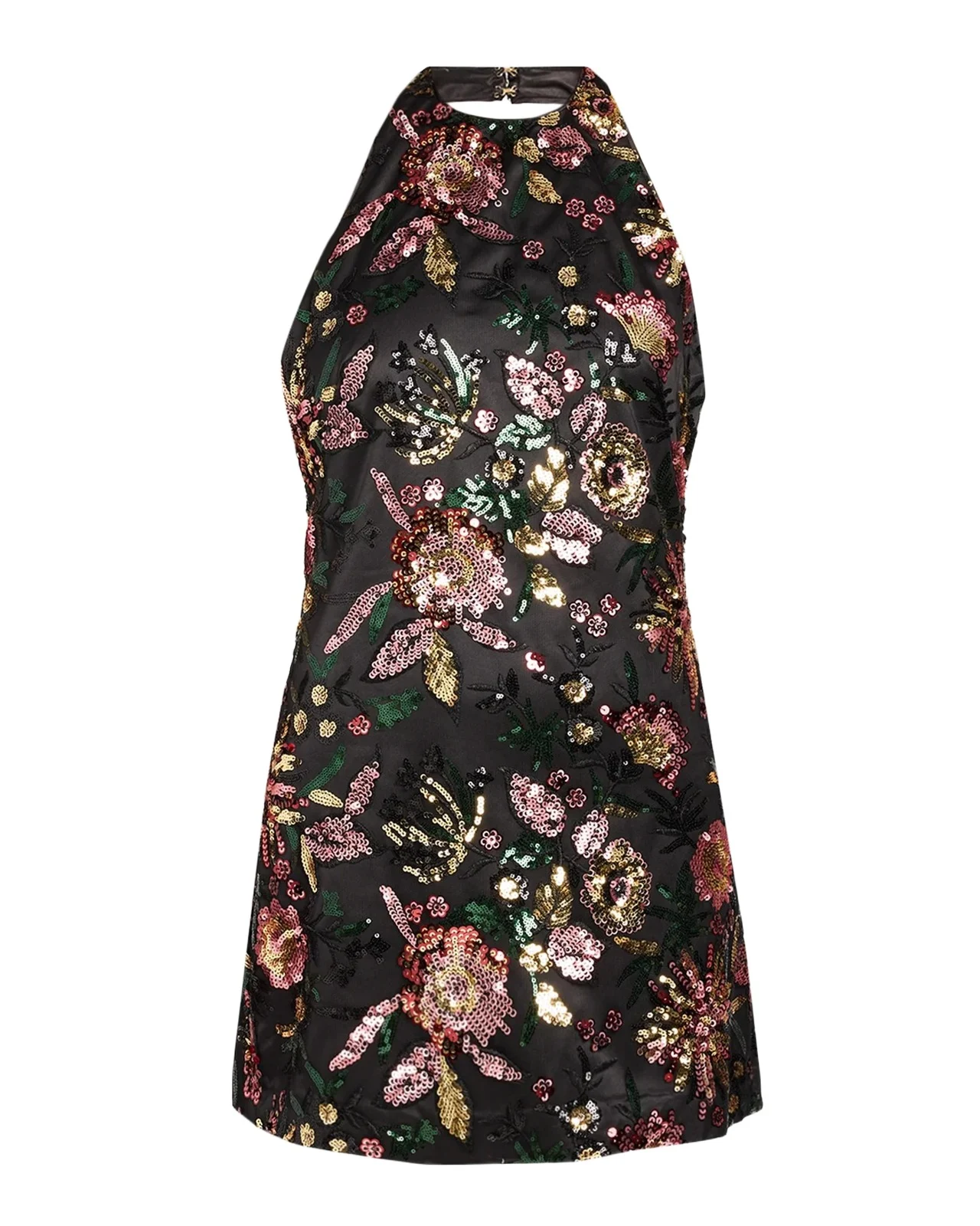 Eva Floral Sequined Halterneck Mini Dress