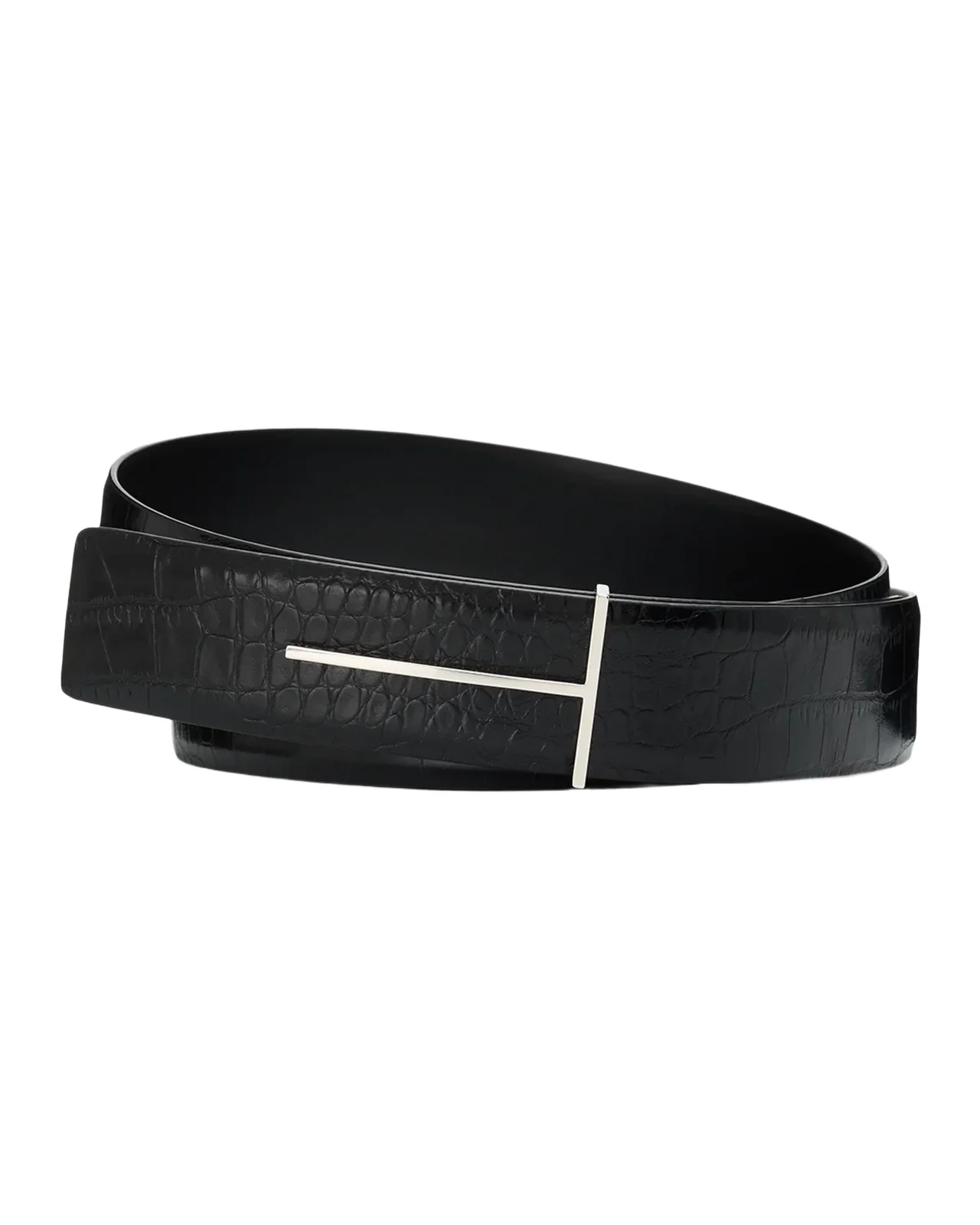 TOM FORD Boutique Men's Croc-Embossed Leather Belt