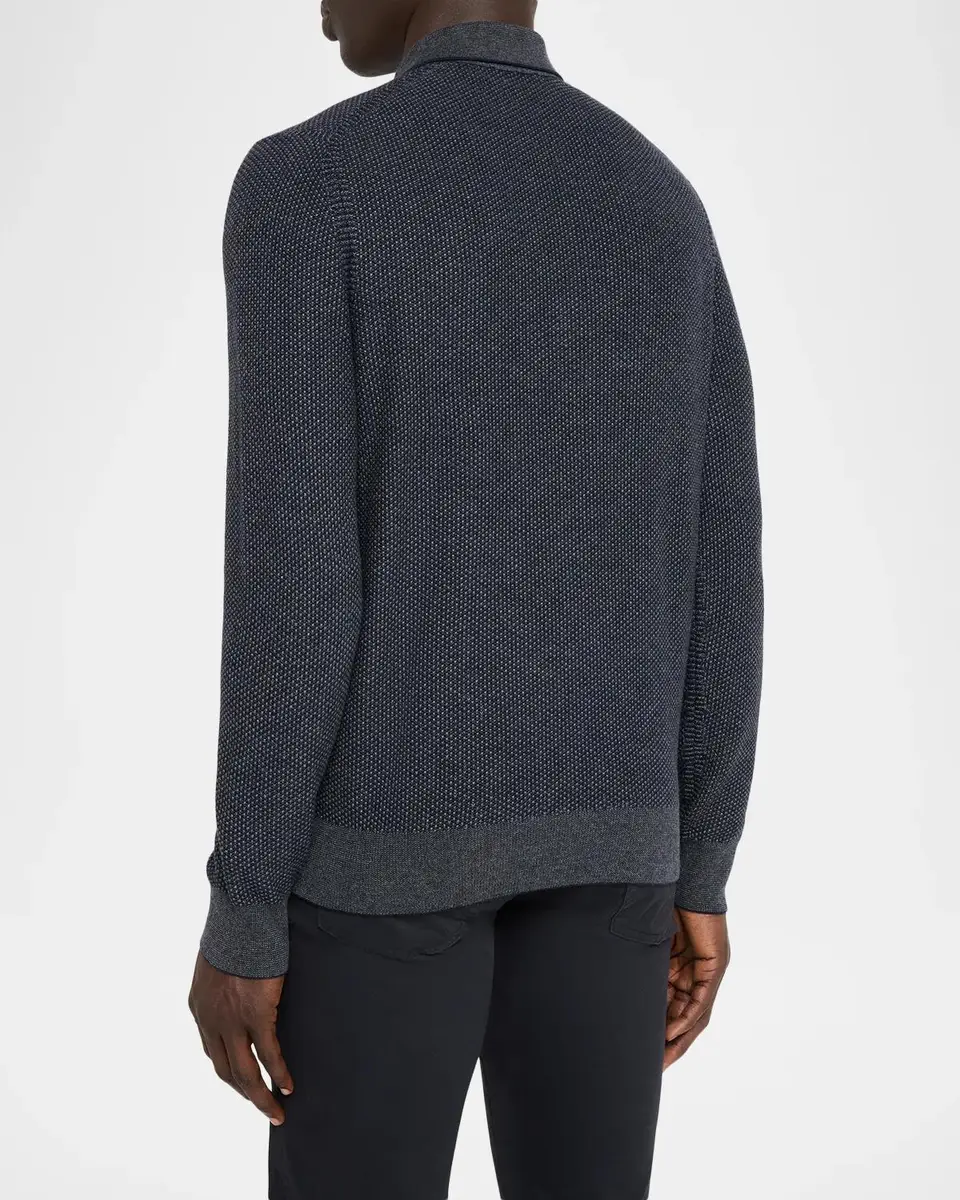 Vince Men's Jacquard Quarter-Zip Polo Sweater | Thumbnail 3 Vince Men's Jacquard Quarter-Zip Polo Sweater | Thumbnail 3