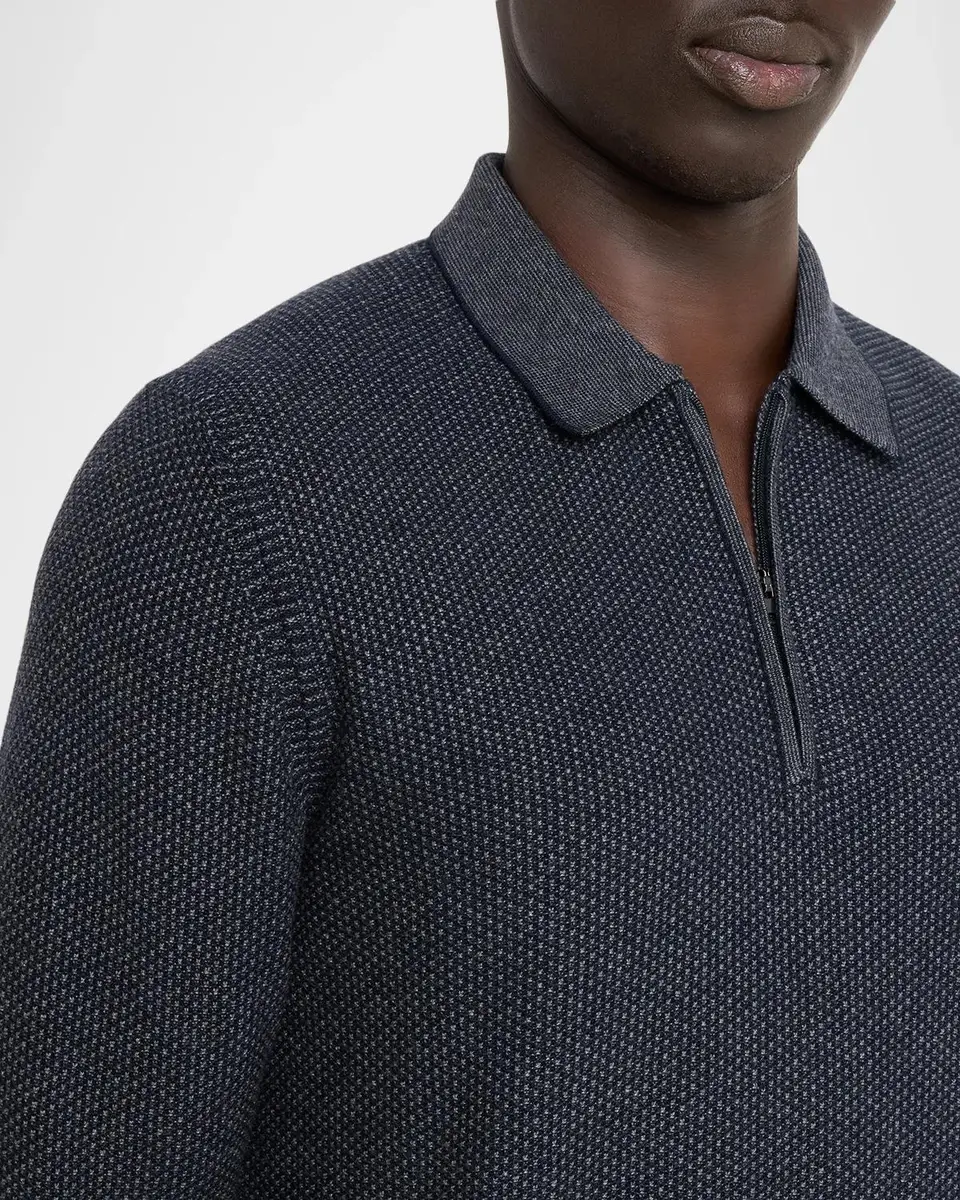 Vince Men's Jacquard Quarter-Zip Polo Sweater | Thumbnail 5 Vince Men's Jacquard Quarter-Zip Polo Sweater | Thumbnail 5