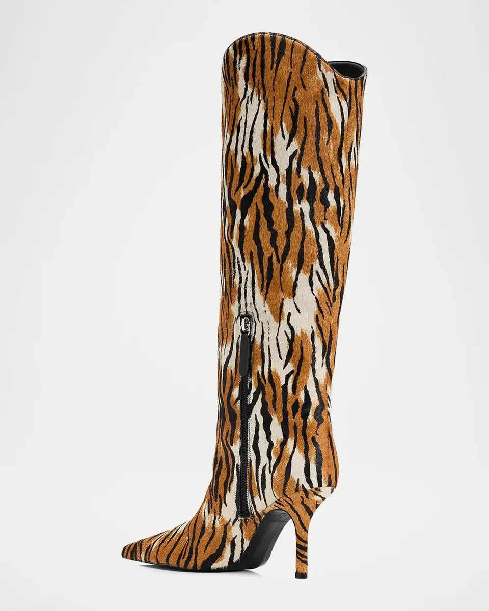 Schutz Mary Ellen 85MM Tiger-Print Goat Hair Boots | Thumbnail 4 Schutz Mary Ellen 85MM Tiger-Print Goat Hair Boots | Thumbnail 4