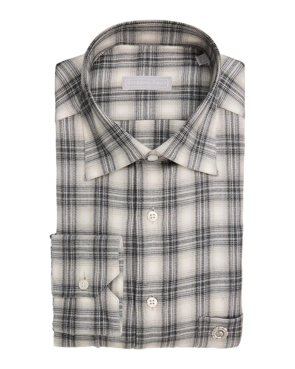 Stefano Ricci Men's Plaid Cotton-Blend Flannel Sport Shirt | Thumbnail 3 Stefano Ricci Men's Plaid Cotton-Blend Flannel Sport Shirt | Thumbnail 3
