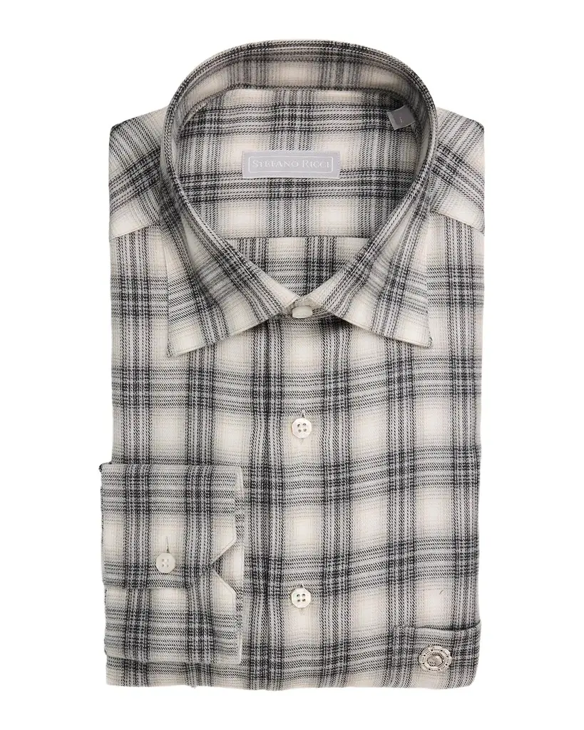 Stefano Ricci Men's Plaid Cotton-Blend Flannel Sport Shirt
