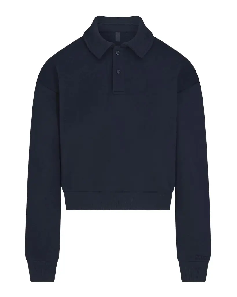 Skims Cotton Fleece Polo Sweatshirt