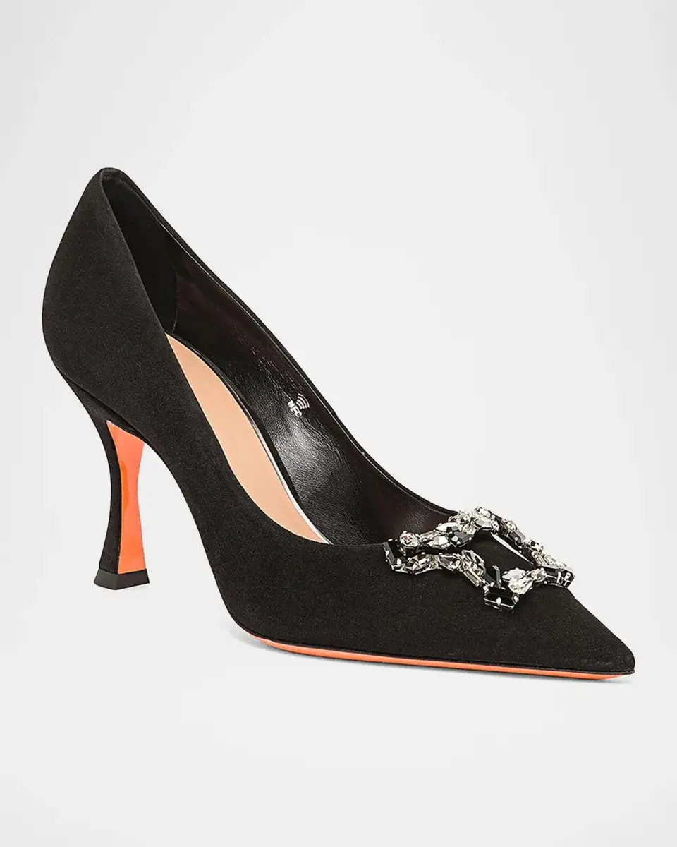 Santoni Embellished 85MM Suede Pumps | Thumbnail 2