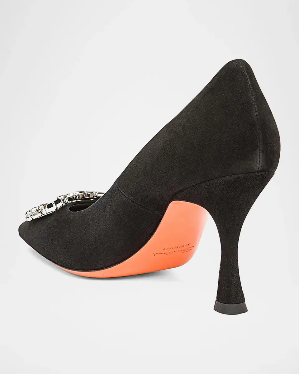 Santoni Embellished 85MM Suede Pumps | Thumbnail 3