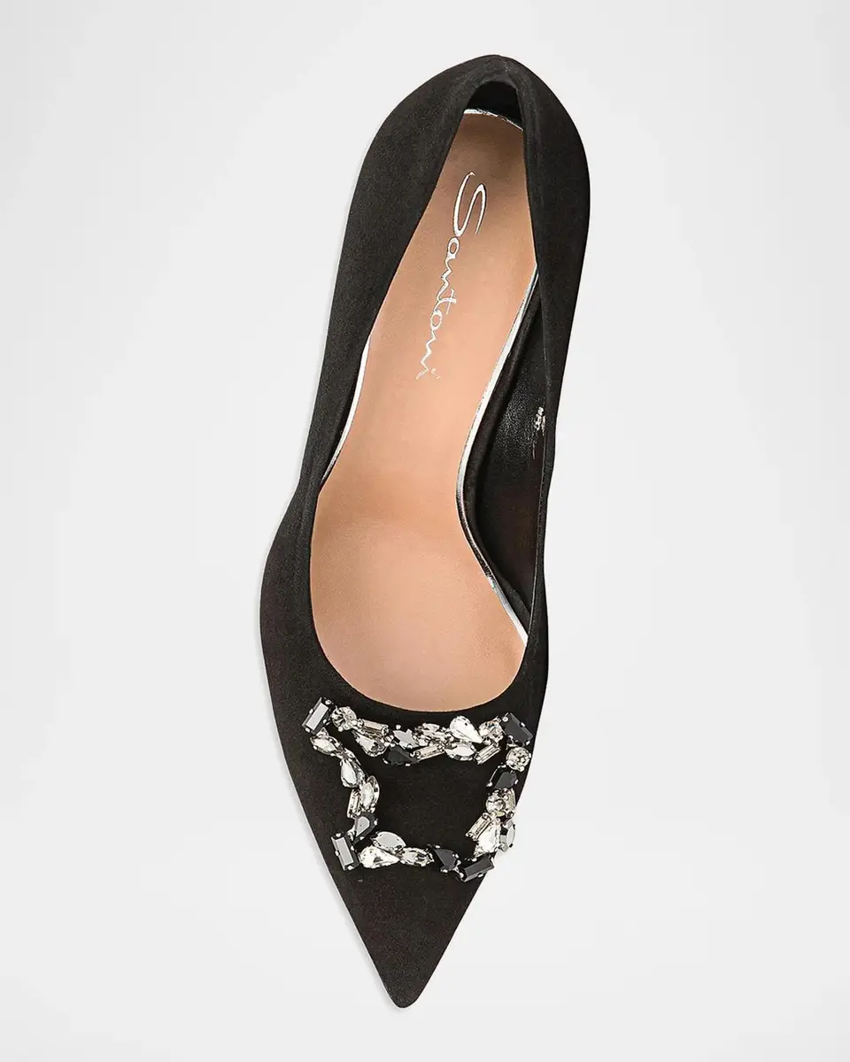 Santoni Embellished 85MM Suede Pumps | Thumbnail 4