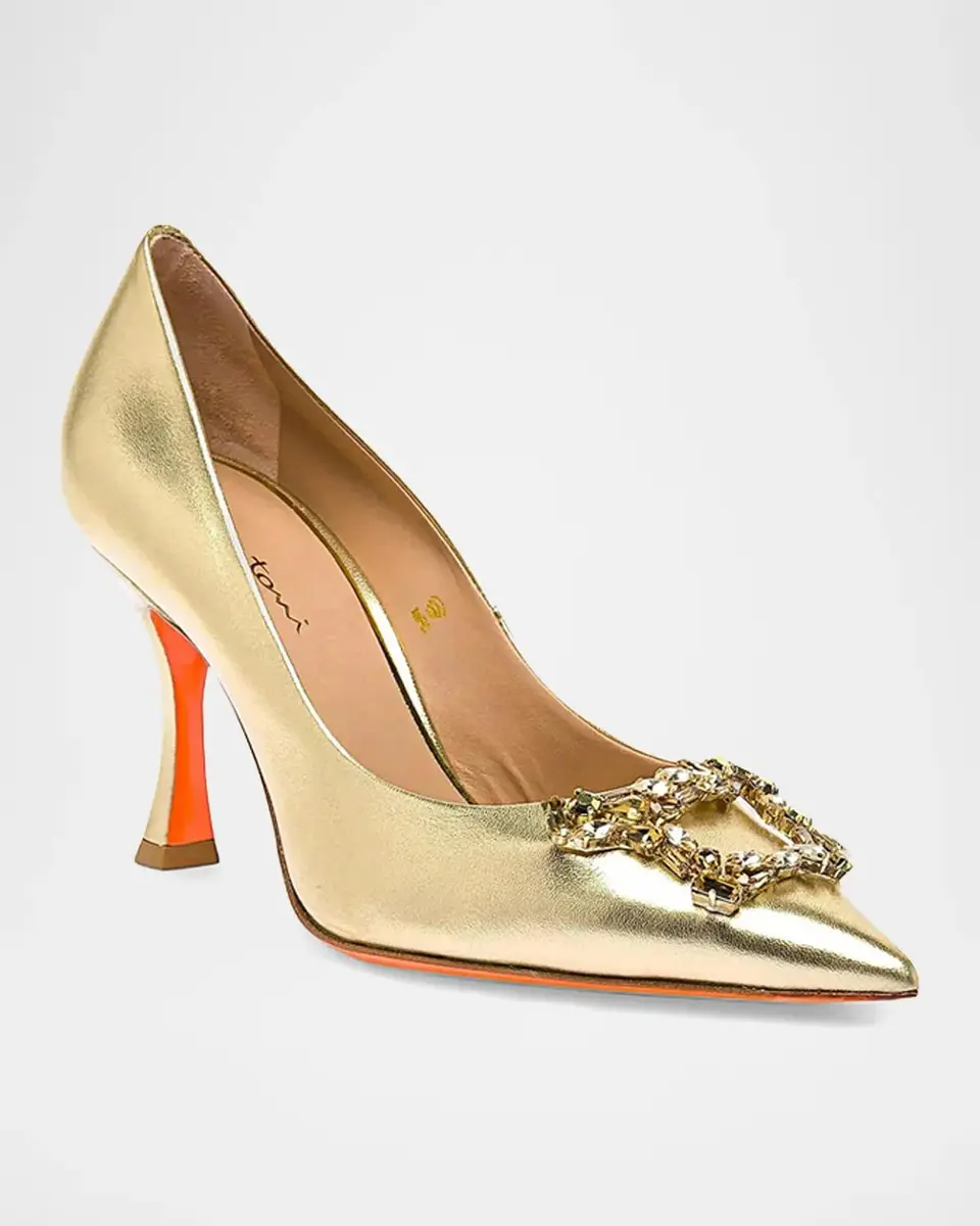 Santoni Embellished 85MM Metallic Leather Pumps | Thumbnail 2 Santoni Embellished 85MM Metallic Leather Pumps | Thumbnail 2