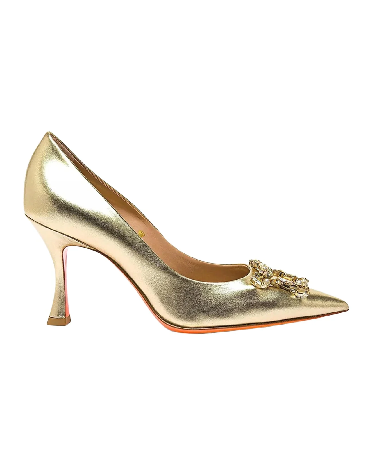 Santoni Embellished 85MM Metallic Leather Pumps