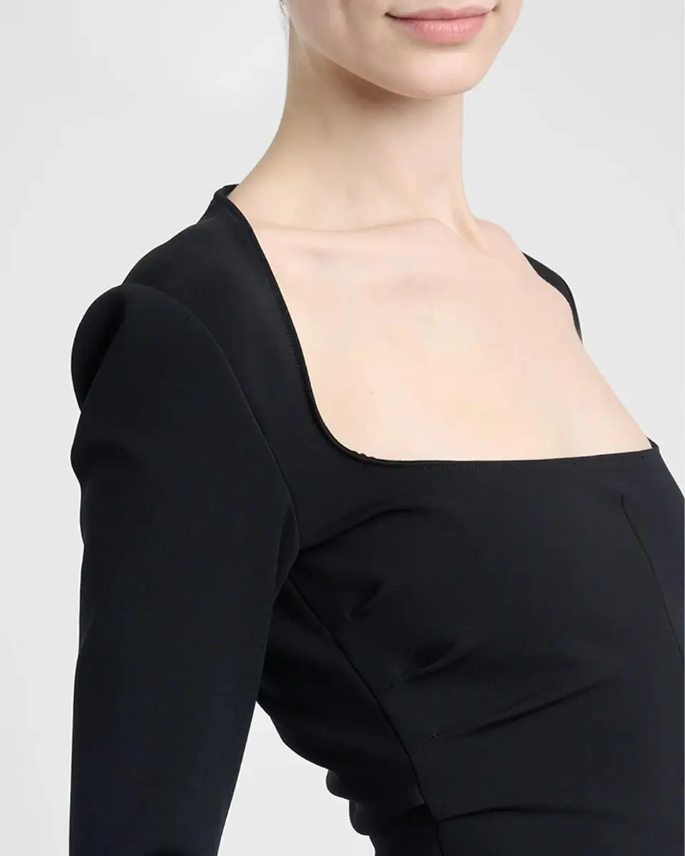 Dolce & Gabbana Square-Neck Jersey Milano Rib Long-Sleeve Midi Dress | Thumbnail 5 Dolce & Gabbana Square-Neck Jersey Milano Rib Long-Sleeve Midi Dress | Thumbnail 5