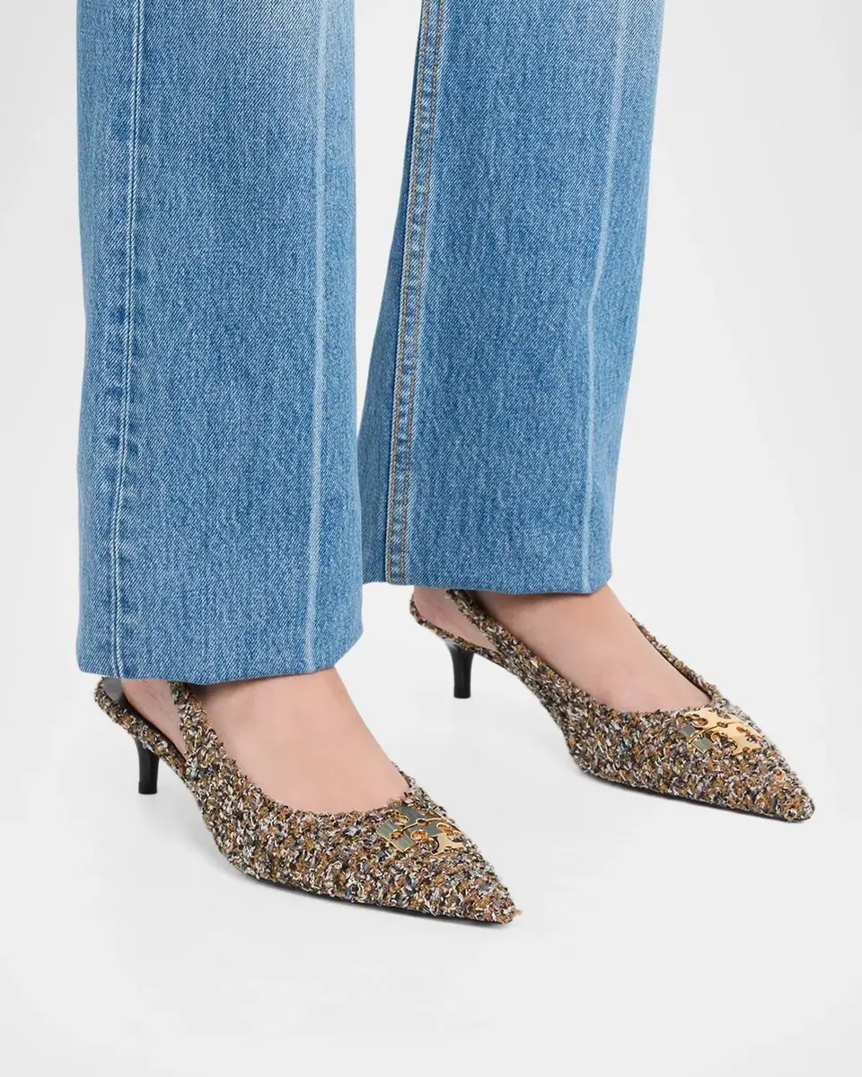 Tory Burch 45mm Charlie Boucle Tweed Slingback Pumps | Thumbnail 2