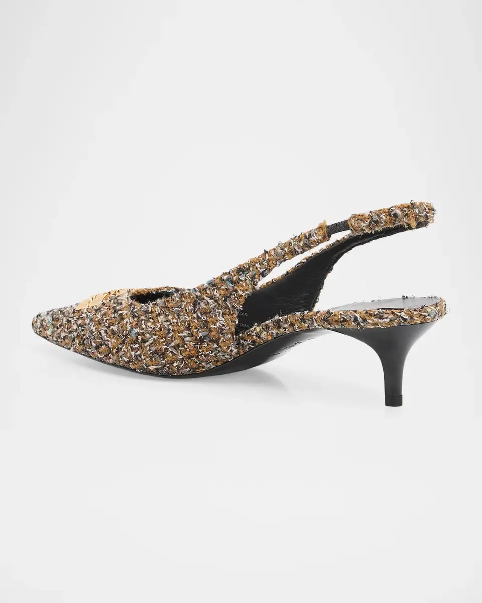 Tory Burch 45mm Charlie Boucle Tweed Slingback Pumps | Thumbnail 4