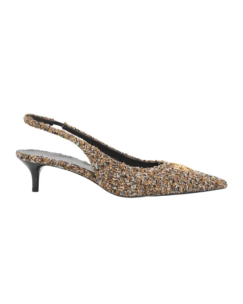 Tory Burch 45mm Charlie Boucle Tweed Slingback Pumps