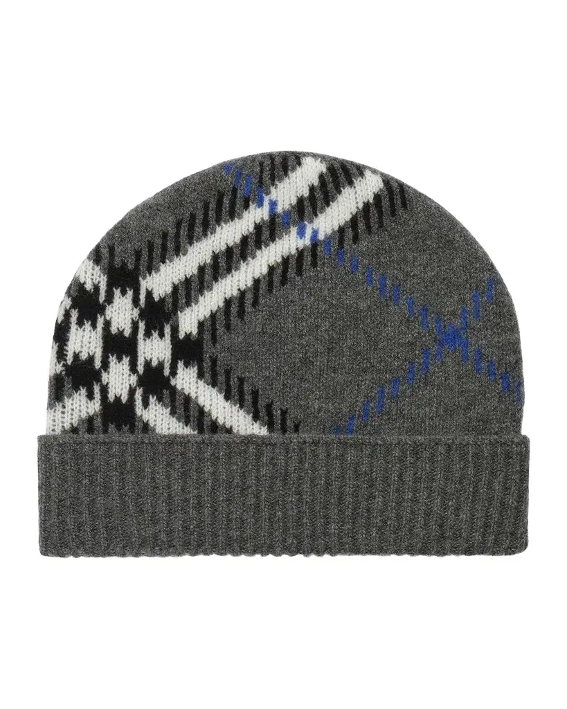 Burberry Men's Check Cashmere-Blend Beanie