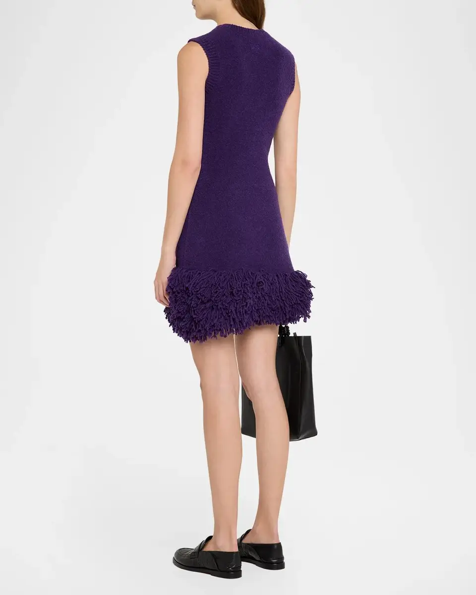 Loewe Sleeveless Wool Knit Fringed Mini Dress | Thumbnail 3 Loewe Sleeveless Wool Knit Fringed Mini Dress | Thumbnail 3
