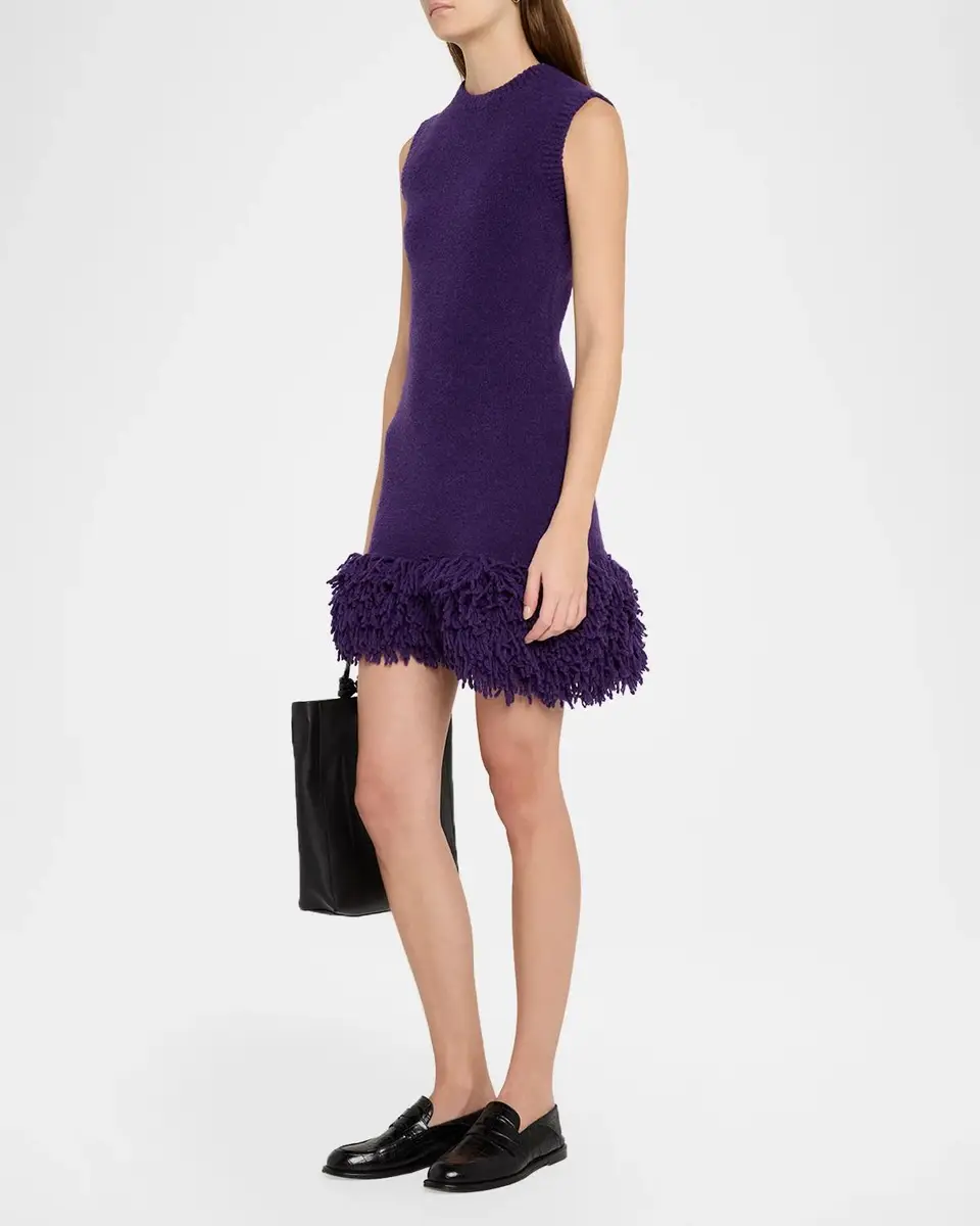 Loewe Sleeveless Wool Knit Fringed Mini Dress | Thumbnail 4 Loewe Sleeveless Wool Knit Fringed Mini Dress | Thumbnail 4