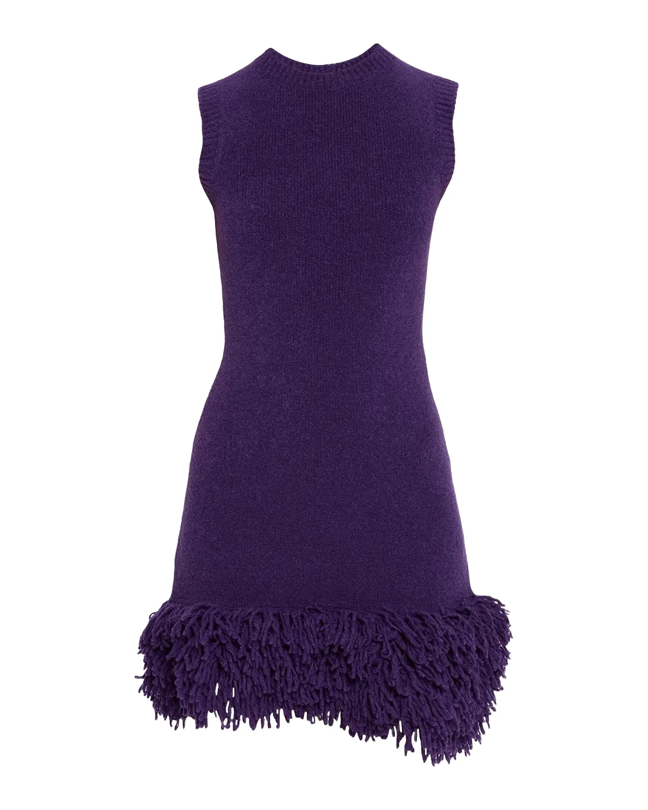 Loewe Sleeveless Wool Knit Fringed Mini Dress