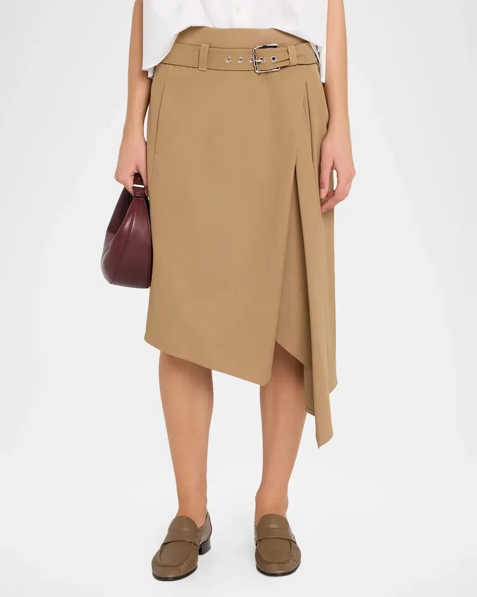 Loewe Asymmetric Draped Wrap Midi Skirt With Belt | Thumbnail 4