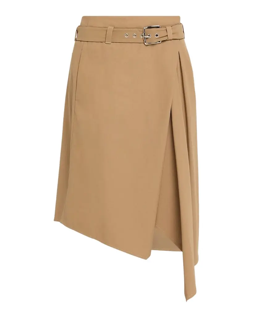 Asymmetric Draped Wrap Midi Skirt With Belt Asymmetric Draped Wrap Midi Skirt With Belt
