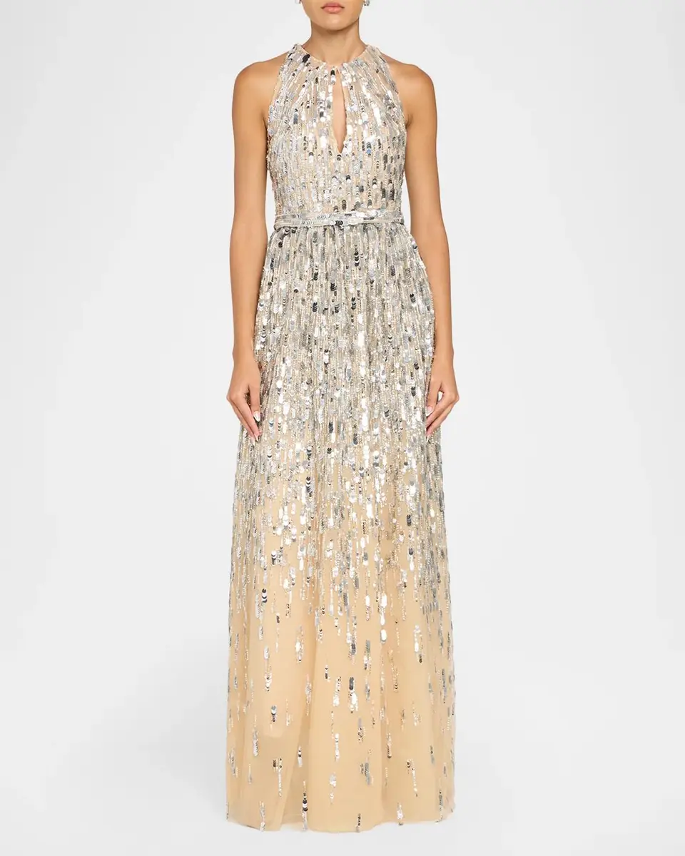 PAMELLA ROLAND Degrade Sequined Tulle Sleeveless Column Gown | Thumbnail 2 PAMELLA ROLAND Degrade Sequined Tulle Sleeveless Column Gown | Thumbnail 2