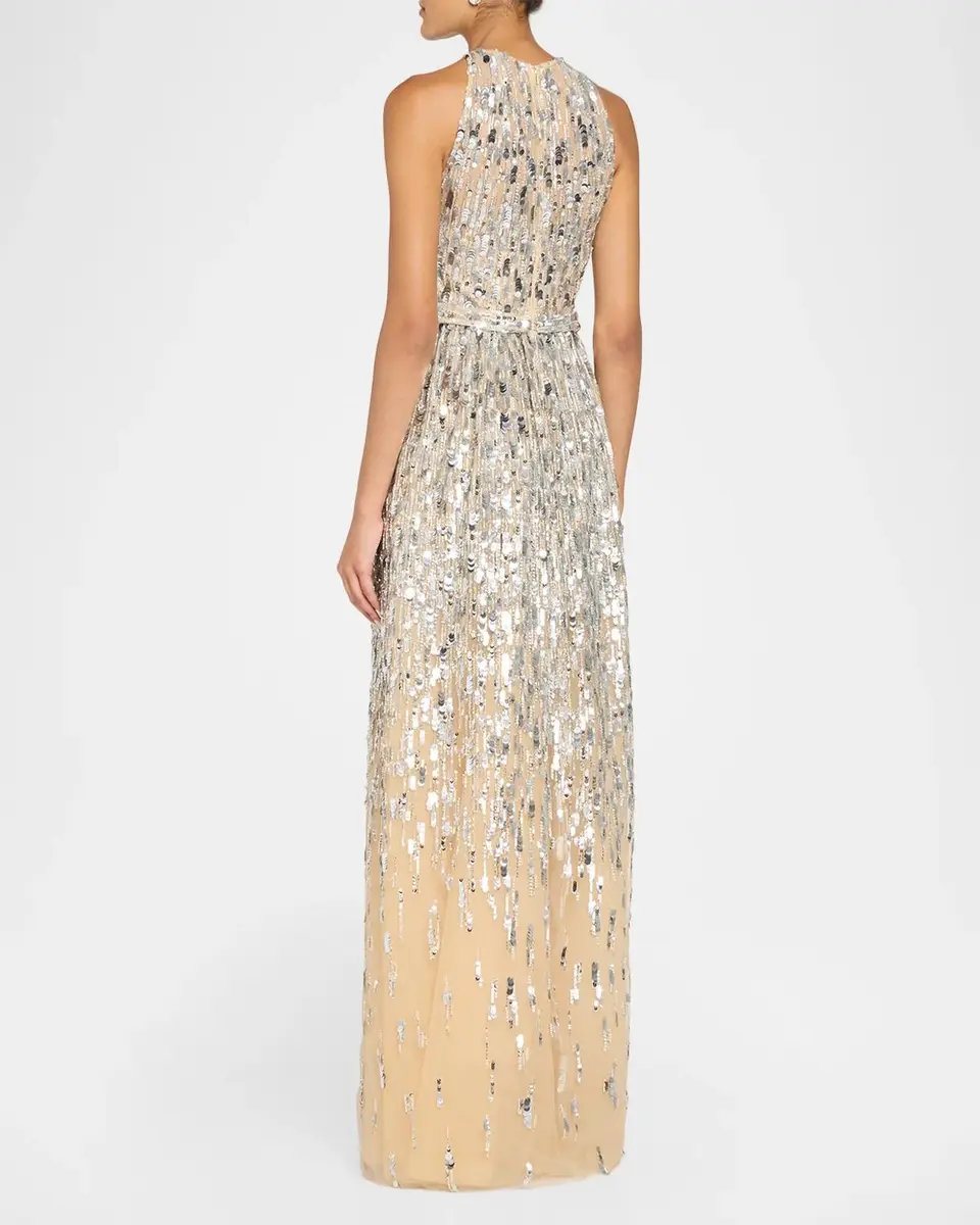 PAMELLA ROLAND Degrade Sequined Tulle Sleeveless Column Gown | Thumbnail 3 PAMELLA ROLAND Degrade Sequined Tulle Sleeveless Column Gown | Thumbnail 3