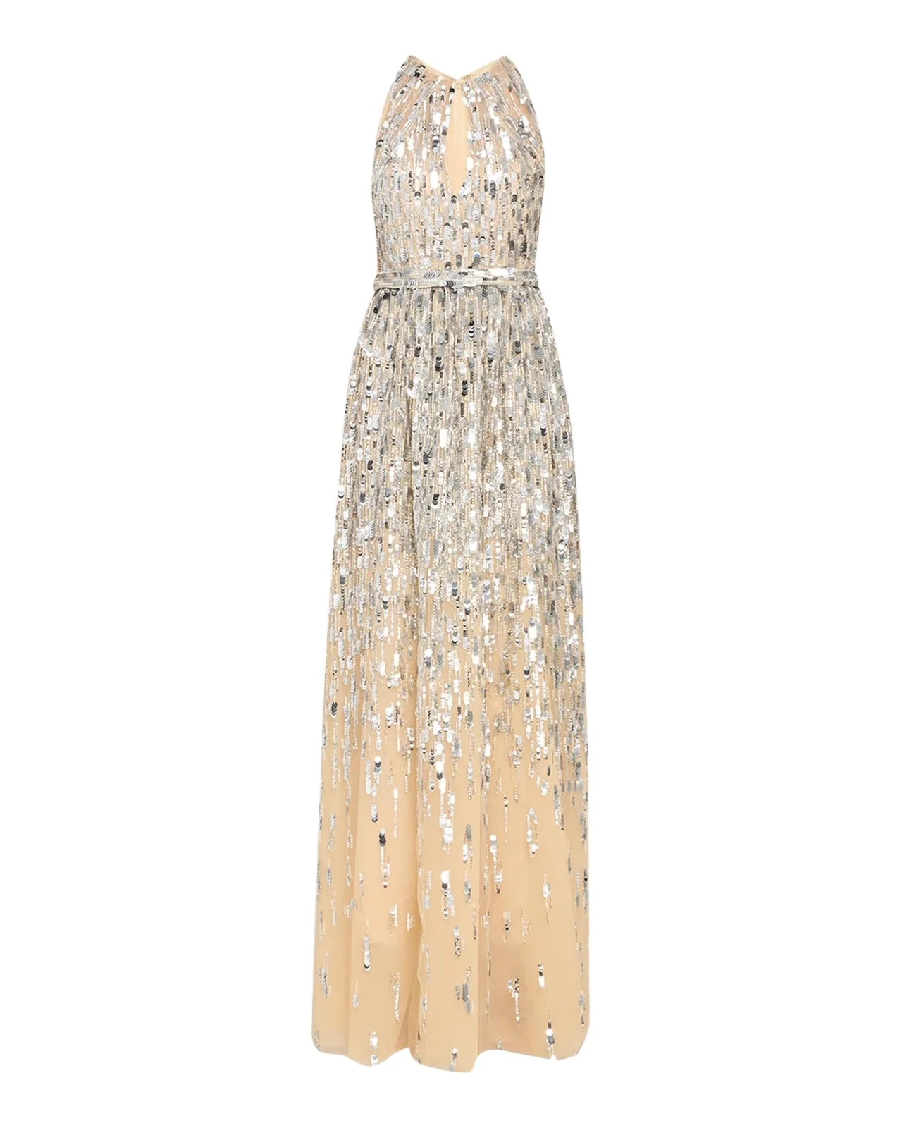 PAMELLA ROLAND Degrade Sequined Tulle Sleeveless Column Gown