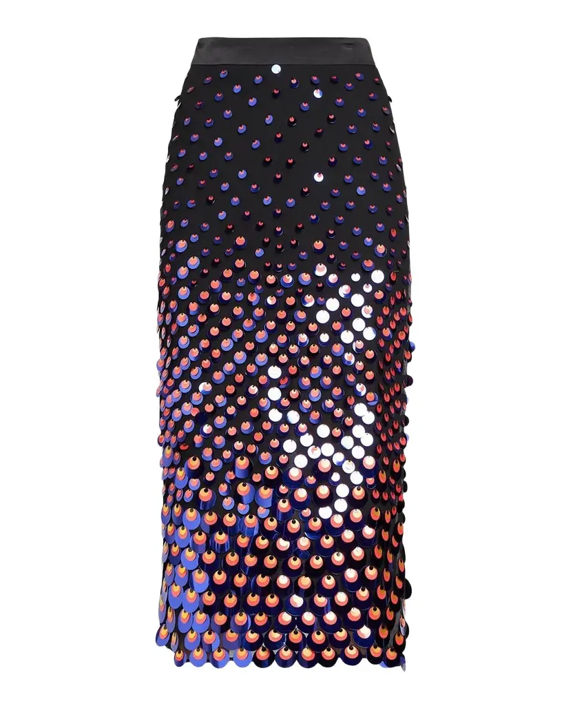 Sequined Silk Chiffon Midi Pencil Skirt Sequined Silk Chiffon Midi Pencil Skirt