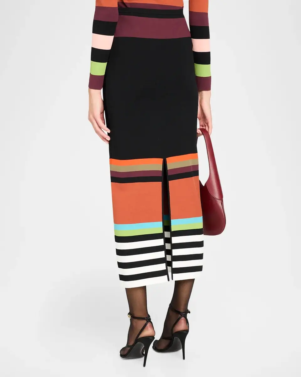 Christopher John Rogers Striped Knit Body-Con Midi Skirt | Thumbnail 3