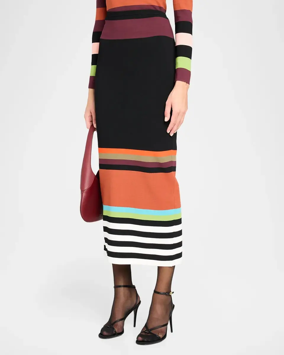 Christopher John Rogers Striped Knit Body-Con Midi Skirt | Thumbnail 4