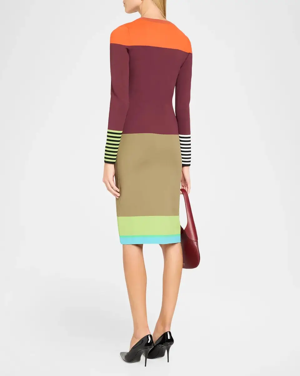 Christopher John Rogers Colorblock Striped Knit Long-Sleeve Dress | Thumbnail 3 Christopher John Rogers Colorblock Striped Knit Long-Sleeve Dress | Thumbnail 3
