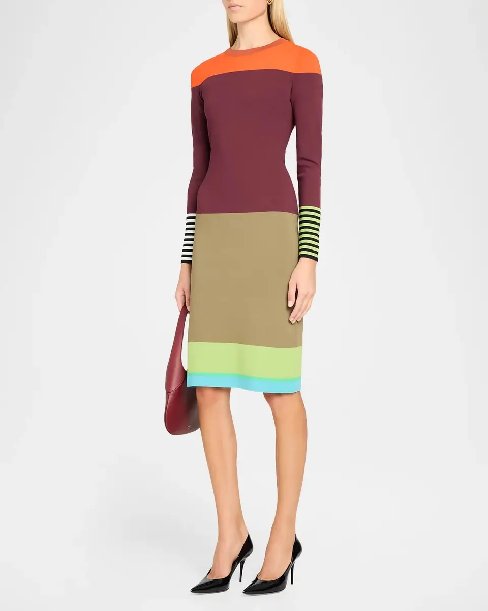 Christopher John Rogers Colorblock Striped Knit Long-Sleeve Dress | Thumbnail 4 Christopher John Rogers Colorblock Striped Knit Long-Sleeve Dress | Thumbnail 4