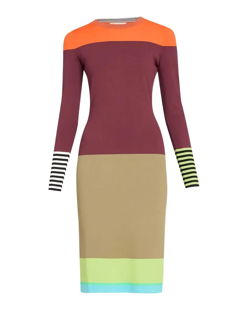 Christopher John Rogers Colorblock Striped Knit Long-Sleeve Dress
