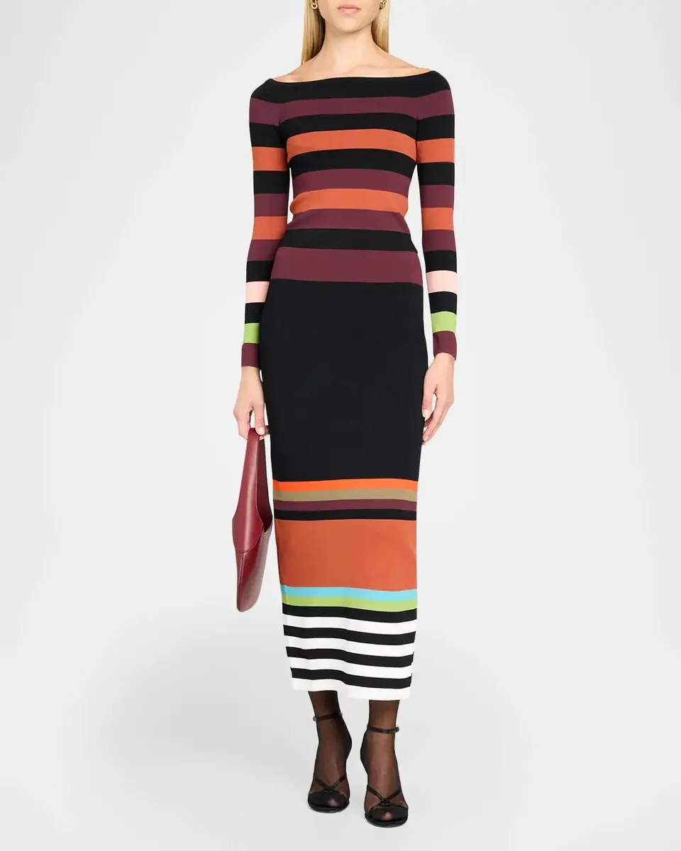 Christopher John Rogers Colorblock Striped Knit Long-Sleeve Boat-Neck Top | Thumbnail 2 Christopher John Rogers Colorblock Striped Knit Long-Sleeve Boat-Neck Top | Thumbnail 2
