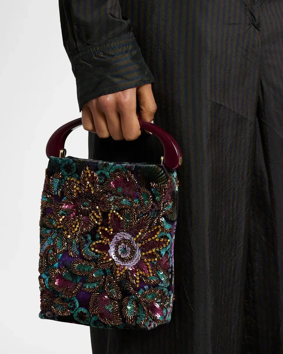 Dries Van Noten Small Bead Embroidered Top-Handle Bag | Thumbnail 2 Dries Van Noten Small Bead Embroidered Top-Handle Bag | Thumbnail 2