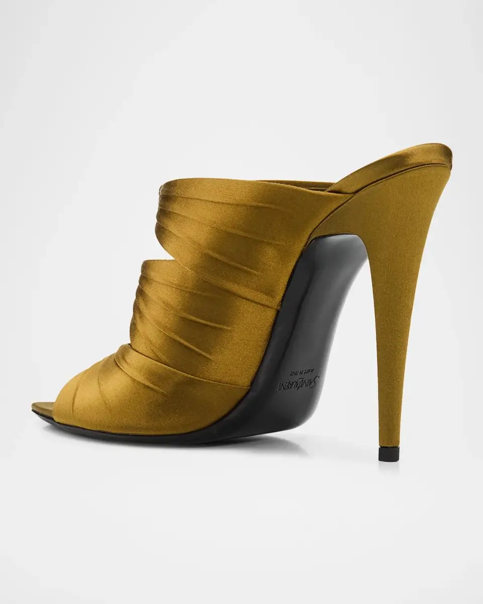 Saint Laurent 110mm Emilie Satin Embellished YSL Mules | Thumbnail 4