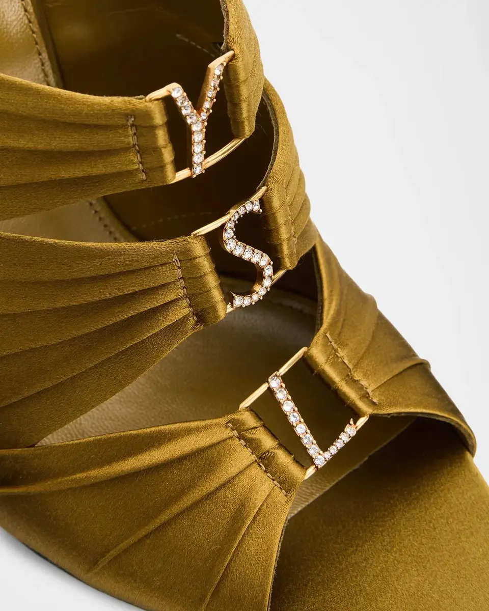 Saint Laurent 110mm Emilie Satin Embellished YSL Mules | Thumbnail 6